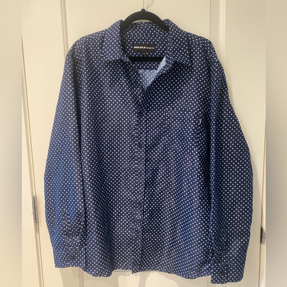 Navy Polka Dot Button-Up Shirt